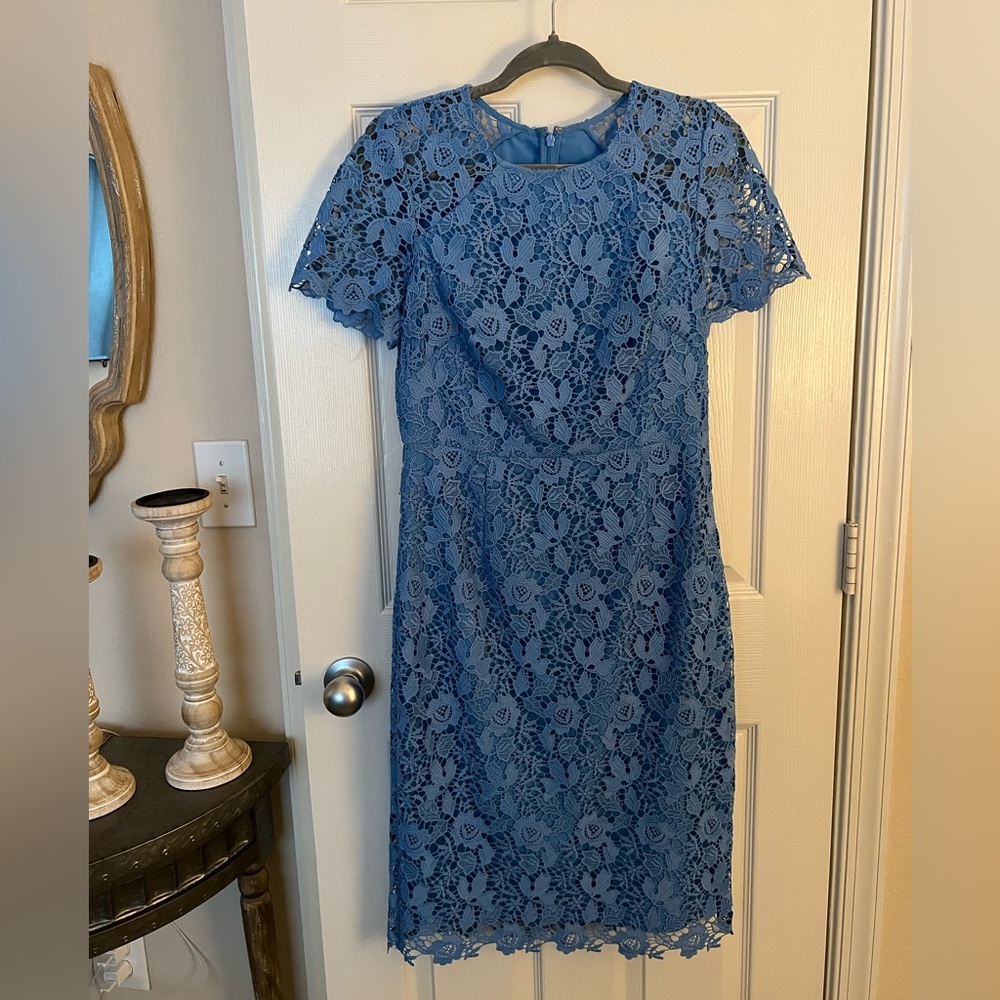ELIZA J Blue Lace Knee-Length Cocktail Dress